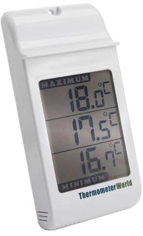 Digitales Max-Min-Gewächshaus-Thermometer - Max-Min-Thermometer zur Überwachung von Höchst- und Tiefsttemperaturen, Wandmontiertes Gewächshauszubehör für den Innen- oder Außenbereich