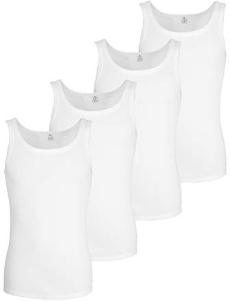 Götzburg 4er Pack Herren Unterhemd Classic Tank Top weiß - gekämmte Feinripp - 100% natürliche Baumwolle