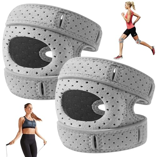 PGonline 2 Stück Kniebandage Männer Damen, Wellness Kniebandage, Pain Relief Knee Braces, Verstellbare Patella Kniestütze, Knieschoner Für Läuferknie, Arthritis, Springerknie, Sportler, Tanzen