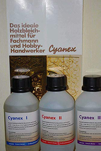 Cyanex das Ideale Holzbleichmittel | für Fachmann und Hobby-Handwerker | gebrauchsfertige Lösung | Bleichmittel Abbeizmittel (Cyanex SET (Cyanex I - III | 3x1L) 3 Liter)