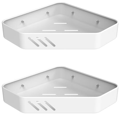 Ibergrif M34034W Duschablage ohne Bohren Ecke, 2 Stück Rostfreie Badezimmer Organizer, Badregal Edelstahl, Bad Eckregal, Badezimmermöbel, 2 Stück, Weiß