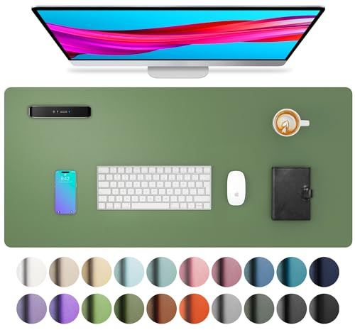 Aothia Schreibtischunterlage,Große PU Leder Mauspad,80 x 40cm,Olivgrün | Rutschfeste Schreibtisch Unterlage,Tischunterlage, Multifunktional Mouse mat,Schreibtisch Organizer für Büro/Home-Office