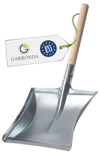 Garronda Kehrschaufel Metall mit Holzgriff robuste Haushaltsgeräte Kehrichtschaufel Kehrblech zum Reinigen und Kehren von Haus, Garten, und Garage (Silber)