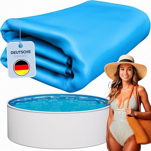 poolomio Poolfolie blau für Stahlwandpool rund 350 x 120 cm | Poolinnenfolie Aufstellpool Winterfest und UV-beständig | Ersatzfolie für Gartenpool | Pool Innenhülle 0,4 mm Stärke