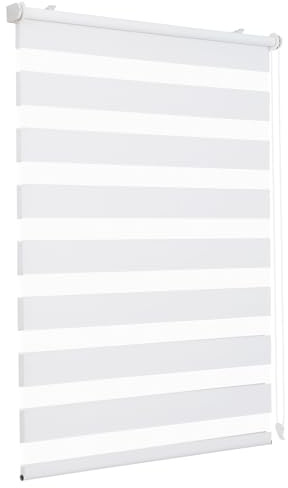 Sekey Doppelrollo Klemmfix ohne Bohren für Fenster, Doppelrollo 60 cm breit, Duo Rollo Jalousie Sonnenschutz, 60x130cm, Weiß