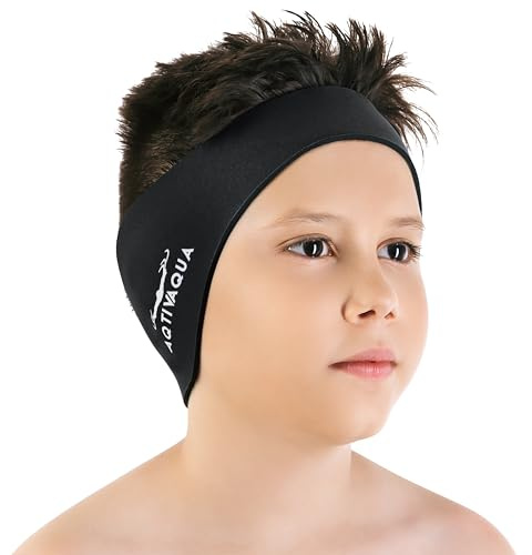 AqtivAqua Schwimmband, Ohrenschutz, Schwimmen, Kinder, Erwachsene, Männer, Frauen, Babys, Ohrstöpsel (Schwarz, Medium)