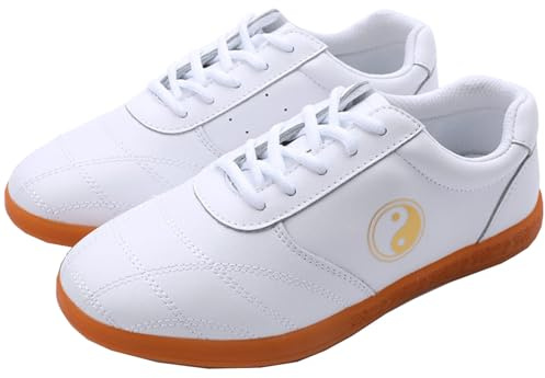 Kampfsportschuhe für Herren und Damen, Tai-Chi-Schuhe, Weicher Boden, Barfuß-Kung-Fu-Trainingsschuhe für Wing Chun, Qi Gong,WhiteA-39EU