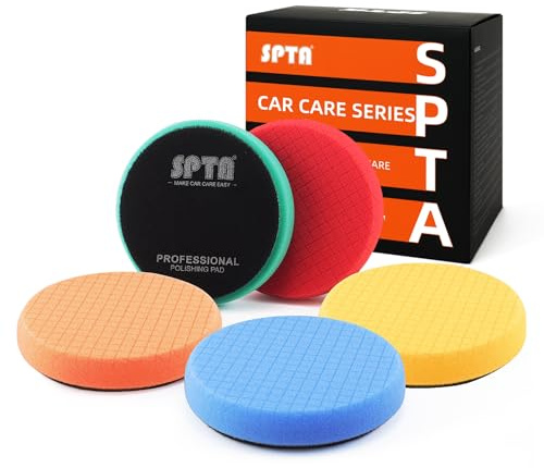 SPTA 5tlg 76mm Polierschwämme Wachs Schwämme Polierschwamm Auto Polierschwamm Polierpad Polieren Pad Schwamm Polierschaum Set für Exzenter Poliermaschine Schleifmaschine - Auto polieren Profiset