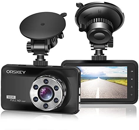 ORSKEY Dashcam Auto 1080P Full HD Autokamera Doppelobjektiv Dashcam für Autos 170 Weitwinkel mit Loop-Aufnahme und G-Sensor, Front-Inner,LCD