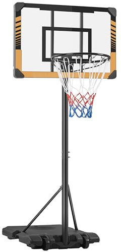 Yaheetech höhenverstellbarer Basketballständer, Basketballkorb mit Rollen, Mobile Basketballanlage Wasser/Sand Befüllbar, Korbanlage für Innen-/Außenbereich 216 cm – 246 cm Braun, Schwarz
