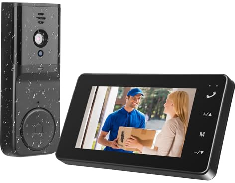 Türklingel mit Kamera Kabellos M17A – Türsprechanlage mit 4.3 IPS Monitor,Ohne WLAN für mehr Sicherheit,Video Türklingel & 150m Reichweite,2.4G Gegensprechanlage,Tür Kamera mit Nachtsicht & Aufnahme