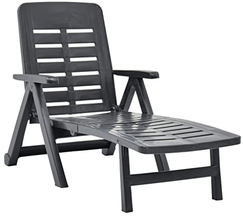 vidaXL Klappliege Klappbar Witterungsbeständig Sonnenliege Gartenliege Strandliege Liege Relaxliege Liegestuhl Gartenmöbel Kunststoff Anthrazit