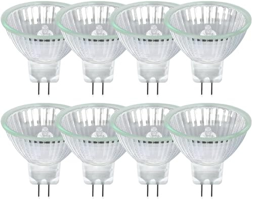 Givurao 8 Stück MR16 35W Halogenstrahler 12V, GU5.3 Halogen Leuchtmittel 2700K Warmweiß Dimmbar, 400LM Halogen Reflektor Glühbirne, 2 Bi-Pin Base Halogenlampen für Deckeneinbau Schienenlampen