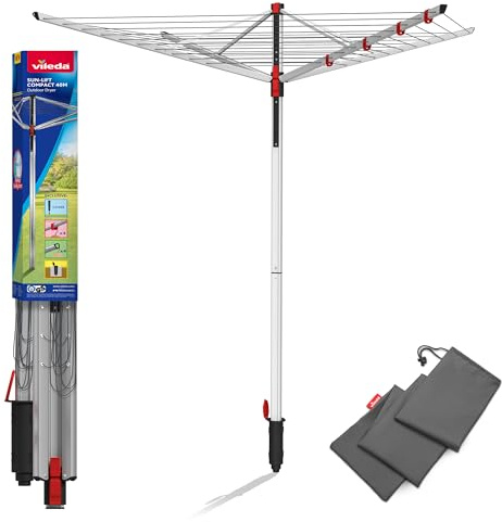 Vileda Sun-Lift Compact Wäschespinne, 40 m Leinenlänge, Grau