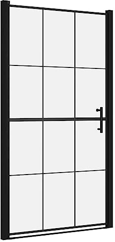 vidaXL Duschtür mit Edelstahlgriff Nischentür Pendeltür Duschkabine Schwingtür Duschabtrennung Dusche Duschwand Hartglas 100x178cm Schwarz