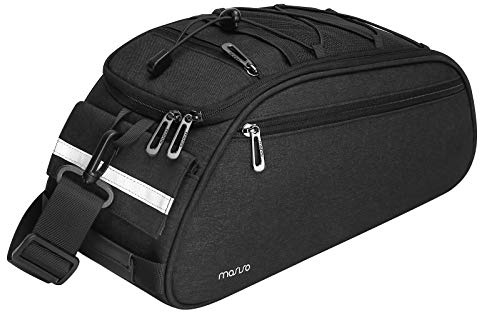 MOSISO Fahrradtasche Gepäckträgertasche, Wasserdichter Fahrrad Koffer Rücksitztasche Radfahren Fahrradträger Rücksitz Gepäckaufbewahrung Sattel Tasche mit Tragegriff und Schultergurt, Schwarz