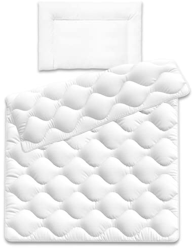 Siebenschläfer Baby Bettdecke und Kissen im Set - Kinderdecke 100 x 135 mit Kopfkissen 40x60cm