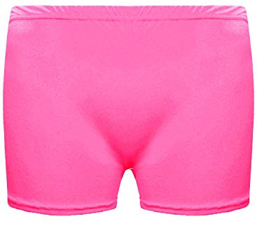 Unbranded Mädchen Microfiber Hot Pants Kurze Hose Tanzen Fitness-Studio Stretch Shorts Alter 5-14 (Alter 11-12, Neon Rosa)