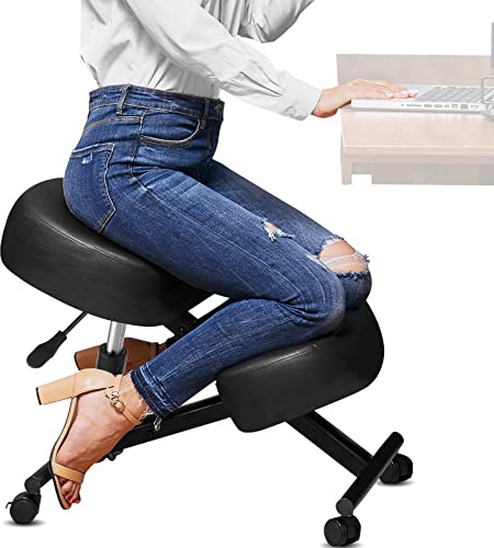 Himimi （Verbesserte Dickere Kniestuhl Ergonomischer Verstellbarer Kniehocker Haltungskorrekturstuhl Orthopädischer Kniestuhl für Zuhause und Büro