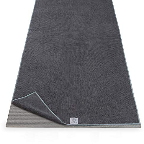 Gaiam Yoga-Matte Handtuch Mikrofaser Matte Größe Yoga Handtuch für Hot Yoga (172,7 cm L x 61 cm B), Folkstone Grey