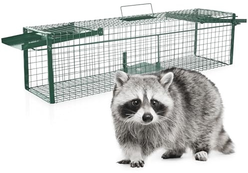 Garthein - Lebendfalle 100 cm Starke Drahtkastenfalle für Marder, Katzen, Nager, wetterfeste und robuste Tierfalle mit 2 Eingängen, Bissschutz, Trittauslöser, effektiv, wiederverwendbar und langlebig