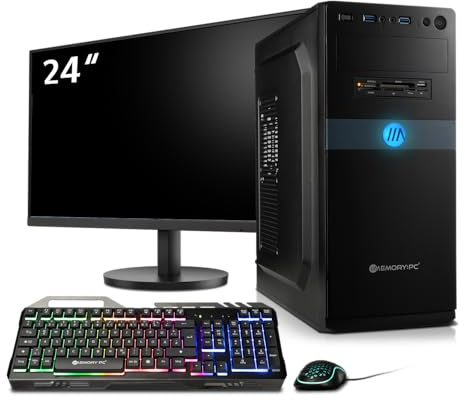 PC Set Ryzen 3 4300GE, 16GB, 1TB, 23,8 Monitor, Tastatur, Maus & Headset | Büro & Home Office PC mit 144 Hz Monitor, Windows 11 Pro, Radeon Graphics mit HDMI 2.1 & DisplayPort 1.4, 8x USB