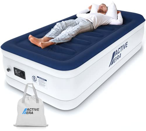 Active Era Luftmatratze 1 Person 99×188×36.5 cm, Selbstaufblasendes Luftbett mit Elektro-Pumpe, Aufblasbare Matratze in 1,5 Min, Flock-Oberfläche & Air-Coil Komfort, Gästebett für Camping & Zuhause