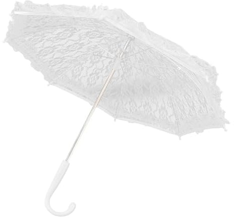 Cyrank Weißer Vintage-Spitzenschirm, Spitze Regenschirm, Sonnenschirm, Hochzeitsschirm Für Braut Und Bräutigam, Verzierter Regenschirm Für Hochzeit Feier Fotografie Prop