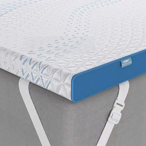 Grbsy Topper 180x200cm H5/H6 Hart aus 7cm – Tencel-Bezug, Gel & Bambuskohle-Memory-Schaum, 7-Zonen Rückenunterstützung, Waschbar, Hygienisch, für Boxspringbett & Schlafsofa, Oeko-TEX & CertiPUR-US