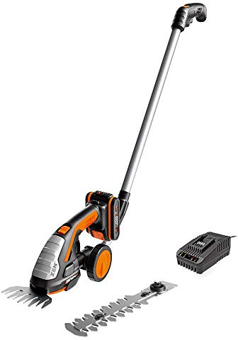 WORX WG801E.3 Akku-Grasschere & Strauchschneider 20V, 2-teiliges Klingen-Set, 1x Teleskopstiel, Schnellwechselklinge, 1x 2Ah PowerShare Akku & Ladegerät