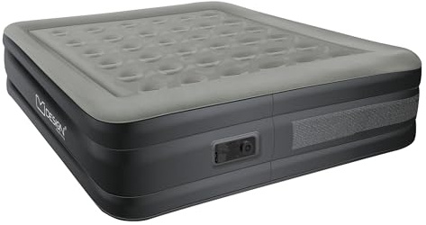 ML-Design Luftmatratze 2 Personen 203x157x47 cm Grau, TÜV Zertifiziert, Luftbett selbstaufblasend mit elektrischer Luftpumpe 230V, Aufblasbare Matratze für Camping, Gästebett Doppelbett + Tragebeutel