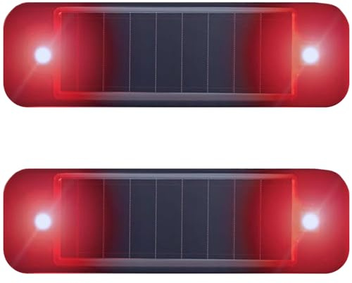 DINOWIN Solar Simulierter Autoalarm Auto simulierter Dummy Alarm LED Licht alarmanlage attrappe Blinklampe für Auto Motorrad Blinklichter (Rot)
