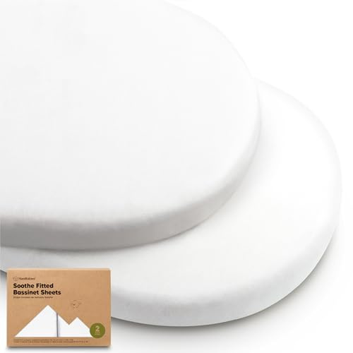 2-Pack Bio Spannbettlaken Babybett für Mädchen, Jungen - 100% Baumwolle Spannbettlaken Kinderwagen, Beistellbett Stubenwagen & Wiegen Matratze Bezug, Unisex (Soft White)