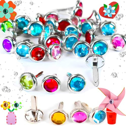 Benaton 100 Stück Mini Brads Papierverschluss, DIY Mehrfarbiges Metall Musterklammern, Metall Brads Papierverschlüsse Musterbeutelklammern, Mini Brads Brad's Runde, für Scrapbooking Papier, Basteln