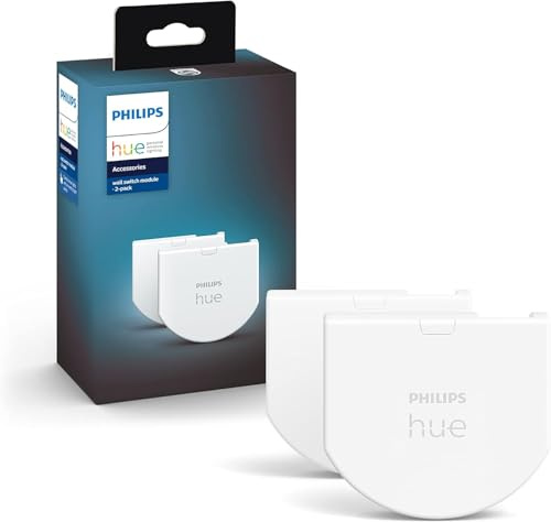 Philips Hue Wandschalter Modul (2er-Pack), ergänzt Lichtschalter für Hue Smart Lampen zur permanenten Erreichbarkeit, einfache Installation hinter vorhandene Wandschalter, weiß
