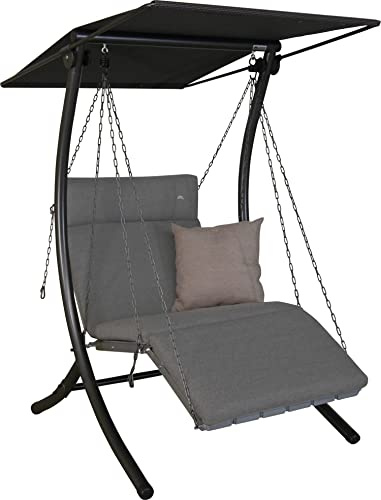 ANGERER Hollywoodschaukel 1-Sitzer Luxus Smart hellgrau | Gartenschaukel Made in Germany, Schaukel zum Sitzen, Liegen und Entspannen, inklusive Bett-Funktion, einfache Montage