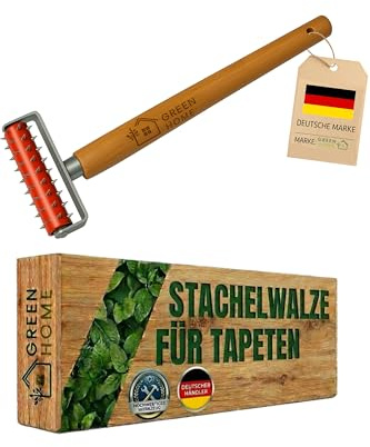 Green Home Stachelwalze Tapeten 150 x 500 mm, Nagelroller, Igelwalze, Tapetenigel zum Perforieren von Tapeten – Tapezierwerkzeug Nagelwalze Igelroller Tapezieren Stachelroller mit Holzgriff
