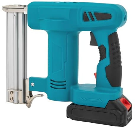 Elektrischer Nagler, kabellos, elektrisch, multifunktional, 2 in 1, Elektro-Nagler, mit Nägeln und Ladegerät, Transporttasche, inklusive Li-Ion-Akku 1,5 Ah (Cyanblau)