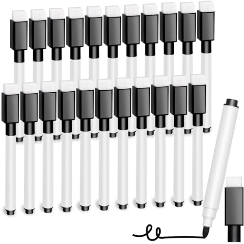 DTYDECLE 22 Stück Schwarze Stifte Abwischbar Magnetisch Whiteboard Stifte | Whiteboard Marker Dry Wipe Trockenlösch Abwischbare Stifte mit Feiner Spitze für Büro Schule Zuhause
