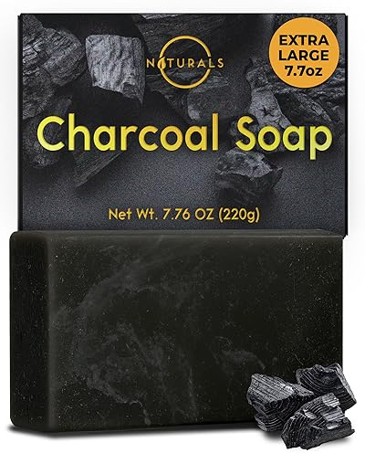 O Naturals Aktivkohle-Seife für Männer und Frauen - Entgiftende Körperseife mit Sheabutter und Pfefferminzöl