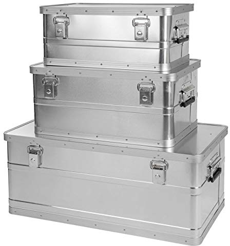 ONVAYA Alubox 3er Set stapelbar | Alukisten mit Deckel | Transportkiste | Aluminiumkiste | Aluminiumbox