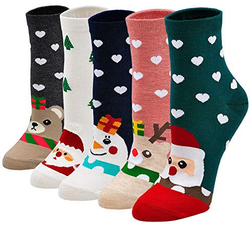 ZFSOCK Damen Bunte Socken Lustige Socken mit Motiv Karikatur Tier Witzige Niedlich Katze Hund Coole Socken Baumwolle Weihnachten Geschenkideen für Frauen Mädchen