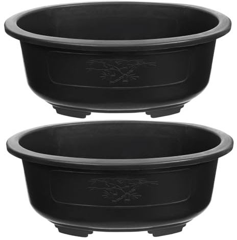 DOITOOL 2 Stück Bonsai-Trainingstopf 15-Zoll-Plastik-Bonsai-Topf Mit Abflussschale Ovaler -Pflanztopf Für Desktop-Dekoration Kindergarten Garten Balkon