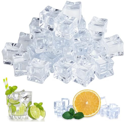 LPAMABA 120 Stück 20mm Plastik Eiswürfel Kunststoff Dauereiswürfel Acryl Eiswürfel Künstlich Dauereiswürfel Wiederverwendbar Eiswürfel für Party Deko Fotografie