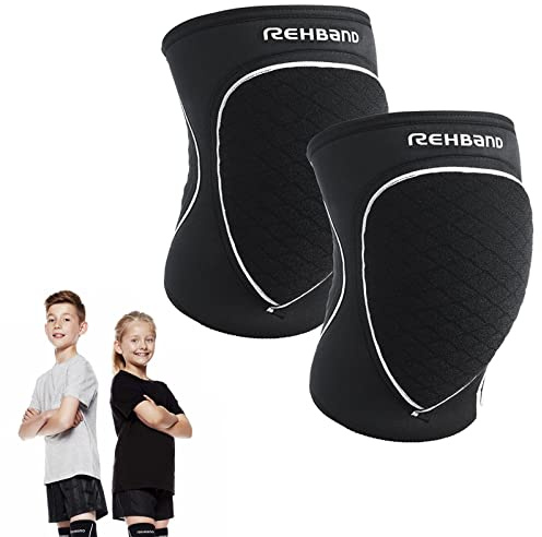 Rehband Knieschoner für Kinder, geeignet für Volleyball und Handball, bequem, hoher Schutz, Schwarz, Größe M, 1 Paar (für beide Knie)