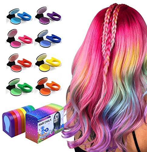 Pinkiou Haarkreide für Mädchen, 8 Farbe Temporäre Haarfarbe Auswaschbare Haarkreide für Kinder Weihnachten Make-up Geburtstag Party Hair Chalk