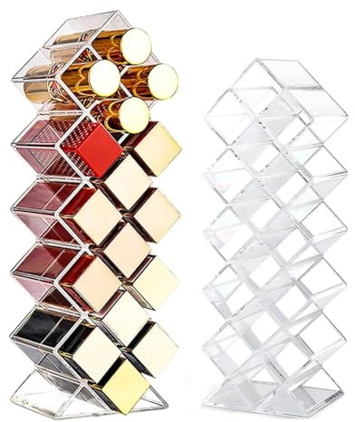 Lippenstift Organizer Box, 16 Plätze Acryl Lippenstift Halter Behälter | Transparent Vertikale Fische Geformte Lipstick Organizer Aufbewahrung für Bad Waschtischplatte und Schminktisch