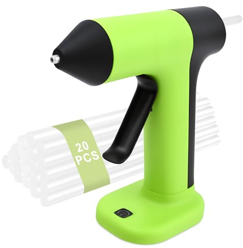 GuKKK Heißklebepistole mit 20 Heißklebesticks 8mm, Heissklebepistole Akku 2000mAh Klebepistolen, USB Typ-C Aufladende, Klebepistole Kabellos zum Basteln DIY Basteln Reparatur Zuhause und Büro