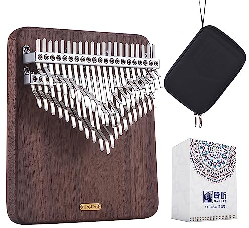 LingTing Kalimba Daumenklavier mit 42 Tasten, massives Walnussholz, chromatisches Mbira-Finger-Klavier-Geschenk für Kinder, Erwachsene, Anfänger, Profis (LT-K42W, Mondflüsterer)