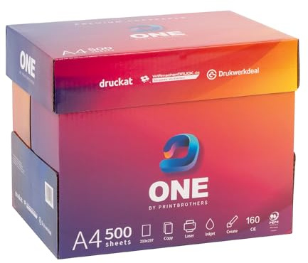 ONE Druckerpapier & Kopierpapier DIN A4 weiß - 2.500 Blatt - für Laser- & Tintenstrahldrucker, Büro Home Office - by PrintBrothers (1 Karton | 2.500 Blatt)